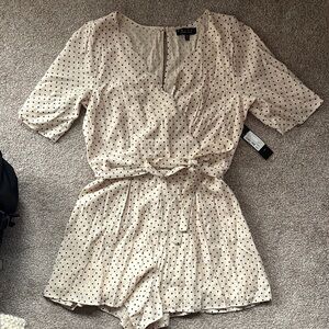 Trixxi Cream Polka Dot Romper